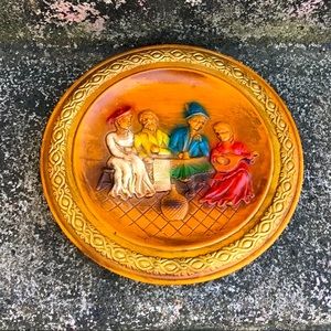 Vintage Glazed Ceramic Norleans Japan Plate Wall Decor Family People Music Old